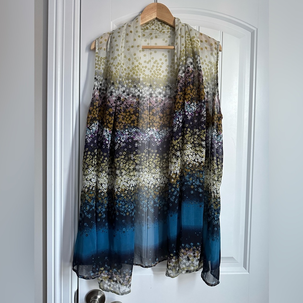 Coldwater Creek Kimono OS Vest Multicolor Blue/Green